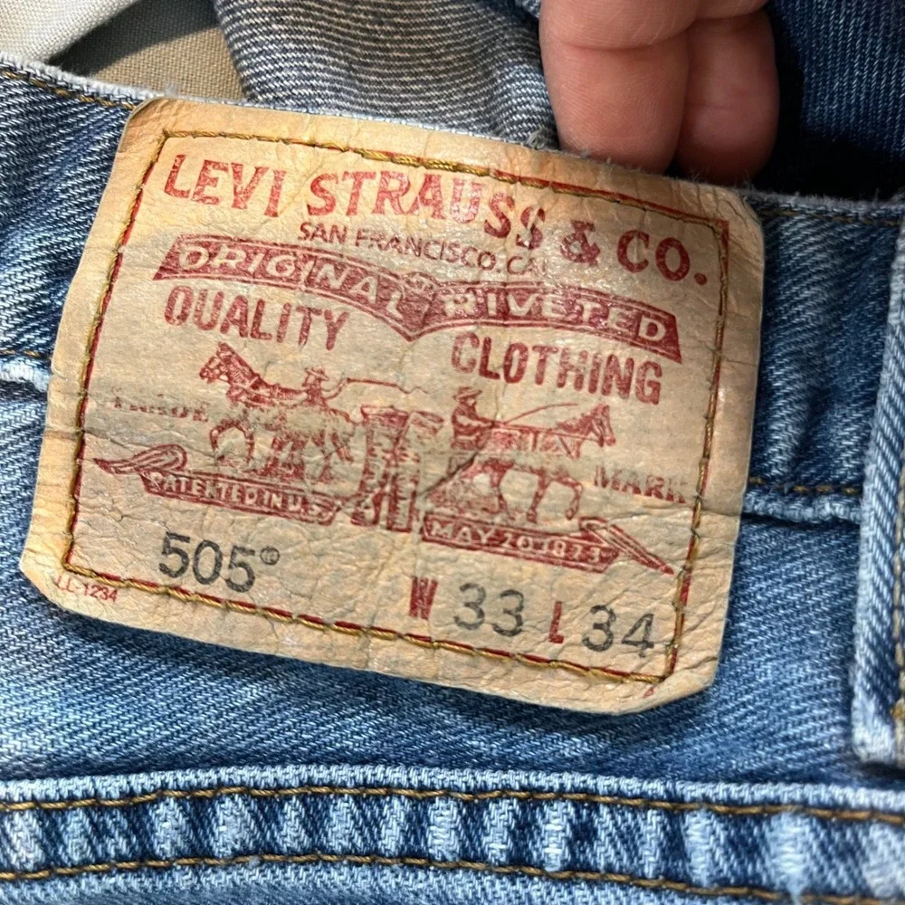 Levi's Mens 505 Regular Fit Blue Denim Jeans 33x34 Straight Leg Workwear Casual